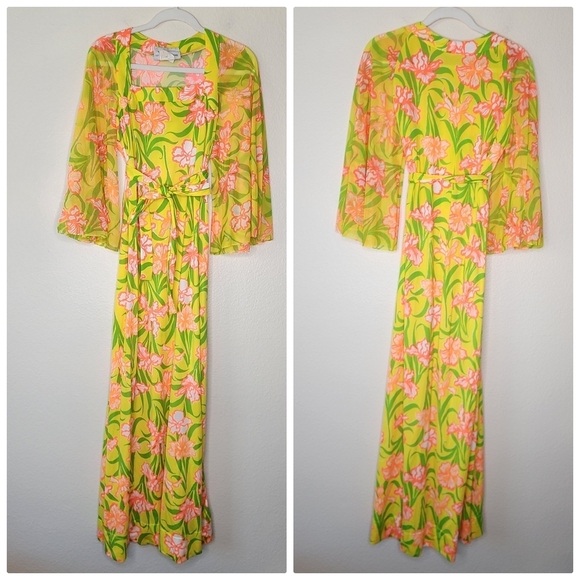 Vintage 1970s Erio Bocci KEY WEST Maxi Dress S - Picture 2 of 4